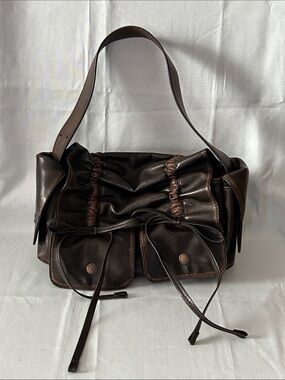 Designer Handbag  Multipocket Bag Y2K  Bow Bag with Washed Finish Vintage Hobo